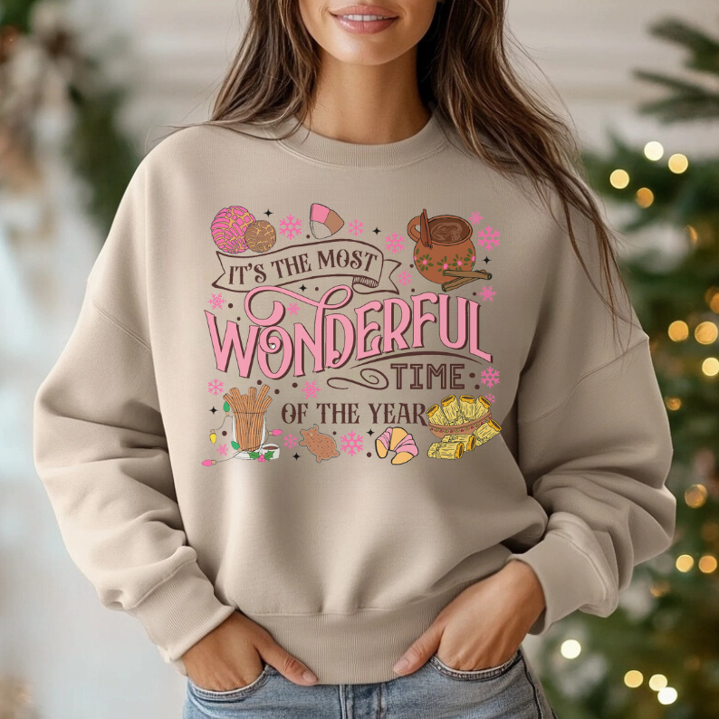 Cozy Holiday Sweatshirt - "It's the Most Wonderful Time of the Year" Christmas Sweater Hispanic theme sweatshirt