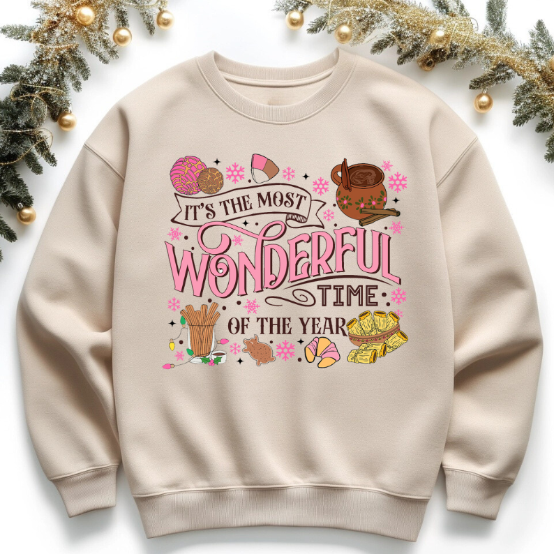 Cozy Holiday Sweatshirt - "It's the Most Wonderful Time of the Year" Christmas Sweater Hispanic theme sweatshirt